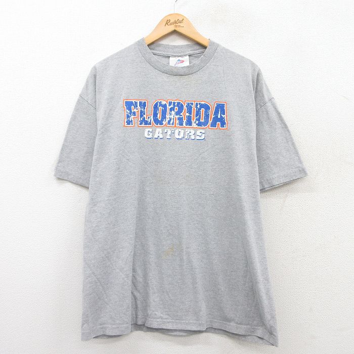 XL★古着 半袖 ビンテージ Tシャツ メンズ 00年代 00s フロリダゲーターズ コットン クルーネック グレー 霜降り 25may19 中古