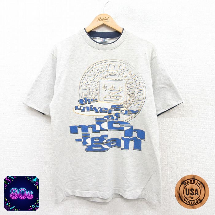 80s 半袖Tシャツ ミシガン大学 グレー L | 古着