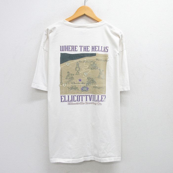 XL★古着 半袖 ビンテージ Tシャツ メンズ 90年代 90s エリコットビル 地図 大きいサイズ コットン クルーネック USA製 白 ホワイト 【spe】 25may19 中古