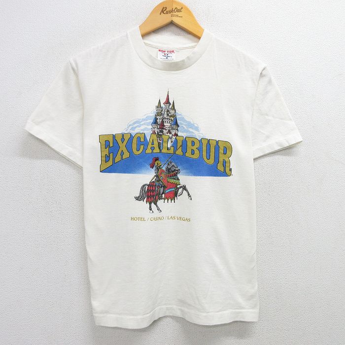 M★古着 半袖 ビンテージ Tシャツ メンズ 90年代 90s エクスカリバー 騎士 コットン クルーネック USA製 生成り 25may19 中古