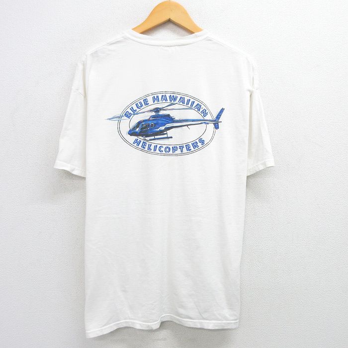 XL★古着 ヘインズ Hanes 半袖 ビンテージ Tシャツ メンズ 00年代 00s ヘリコプター 大きいサイズ コットン クルーネック 白 ホワイト 25may19 中古