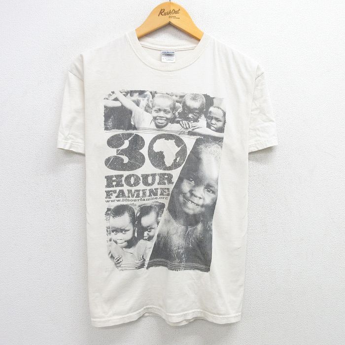 L★古着 半袖 ビンテージ Tシャツ メンズ 00年代 00s 子ども コットン クルーネック 生成り 25may19 中古