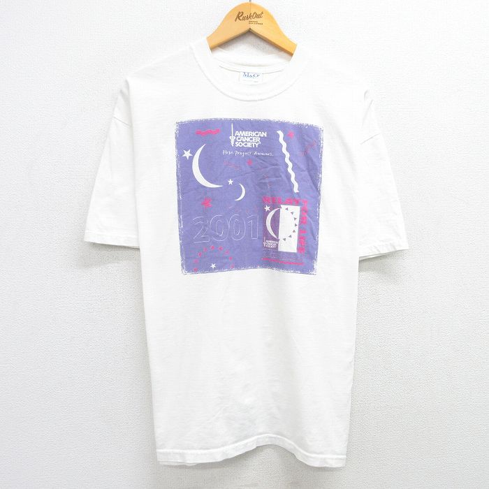 XL★古着 半袖 ビンテージ Tシャツ メンズ 00年代 00s 月 大きいサイズ コットン クルーネック 白 ホワイト 25may19 中古