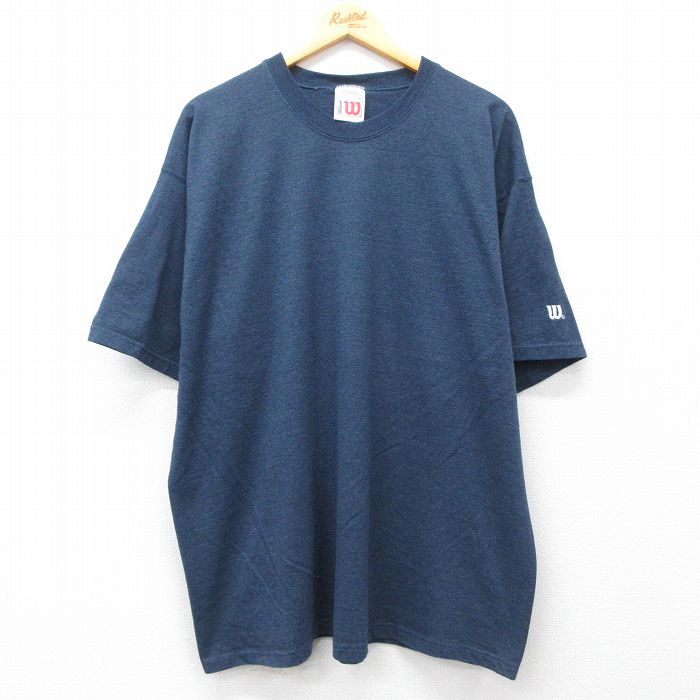 XL★古着 ウィルソン 半袖 ビンテージ Tシャツ メンズ 00年代 00s 無地 大きいサイズ クルーネック 紺 ネイビー 霜降り 25may19 中古