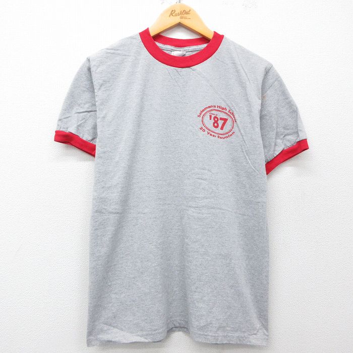 M★古着 半袖 ビンテージ Tシャツ メンズ 00年代 00s Salamanca クルーネック グレー 霜降り リンガー 25may19 中古