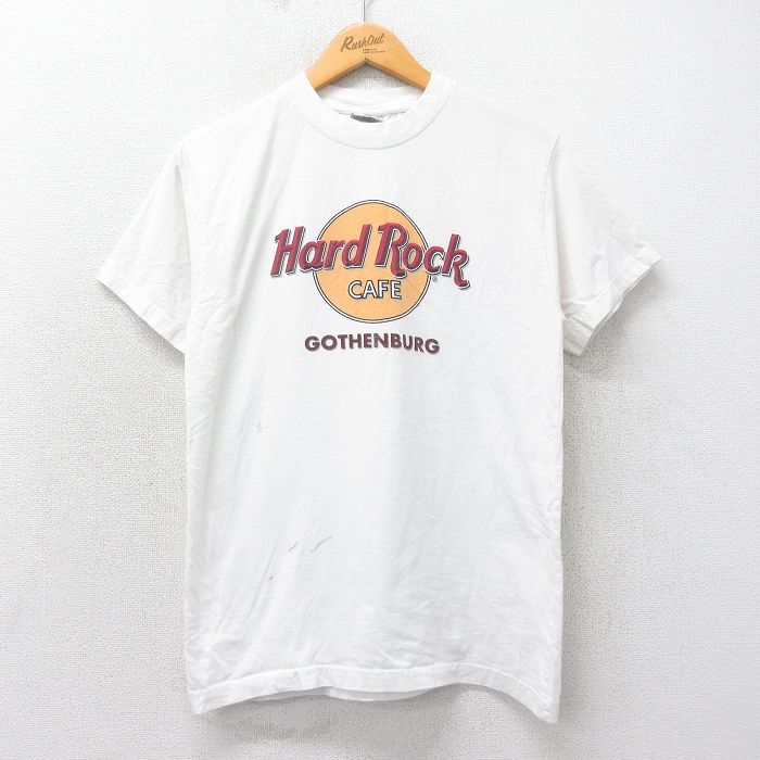 M★古着 半袖 ビンテージ Tシャツ メンズ 00年代 00s ハードロックカフェ GOTHENBUGS コットン クルーネック 白 ホワイト 25may20 中古