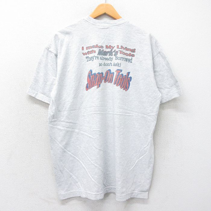 XL★古着 ディッキーズ Dickies 半袖 ビンテージ Tシャツ メンズ 00年代 00s Snap on Tools 胸ポケット付き クルーネック 薄グレー 霜降り 25may20 中古