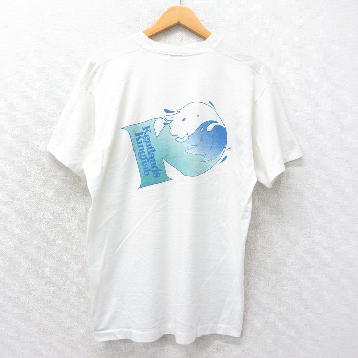 XL★古着 フルーツオブザルーム 半袖 ビンテージ Tシャツ メンズ 90年代 90s Kentlands Kingfish クルーネック USA製 白 ホワイト 25may20 中古