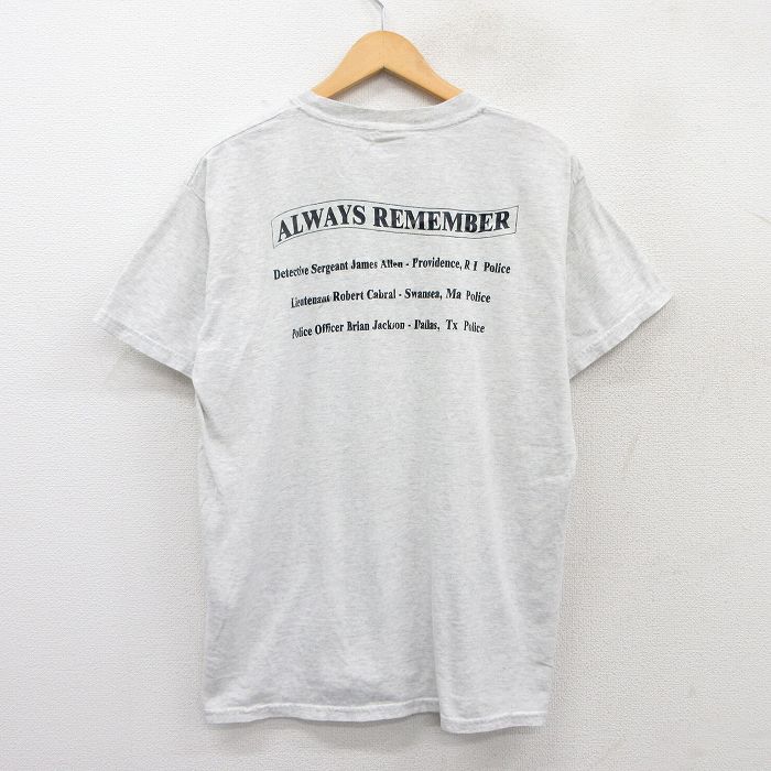 【50%OFF】L★古着 半袖 ビンテージ Tシャツ メンズ 00年代 00s ポリス クルーネック 薄グレー 霜降り 25may20 中古