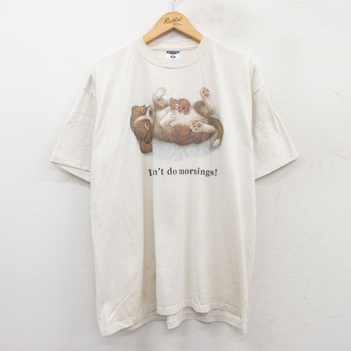 00s 半袖Tシャツ 犬 生成り XL | 古着