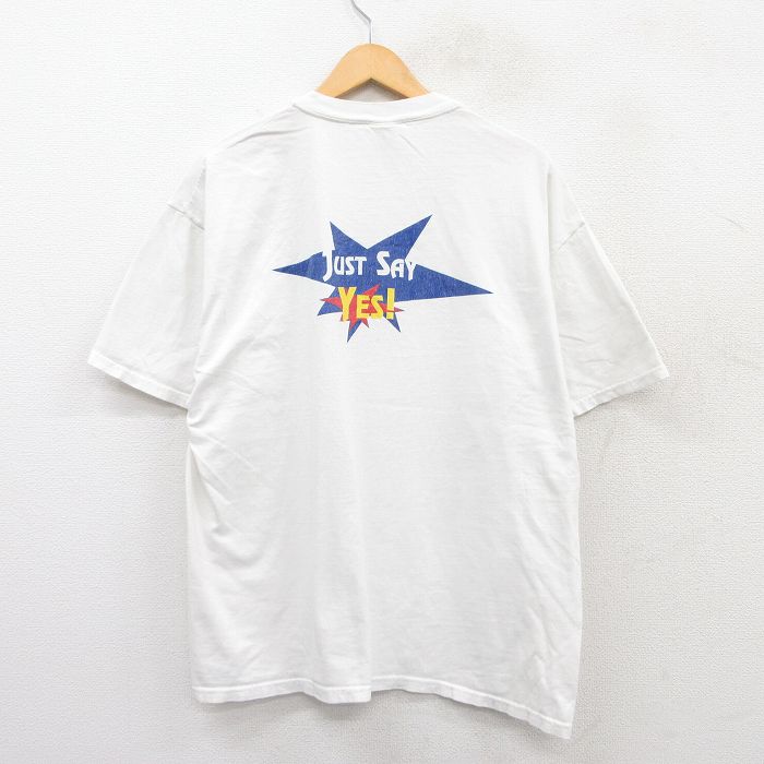 XL★古着 ヘインズ Hanes 半袖 ビンテージ Tシャツ メンズ 00年代 00s JUST SAY YES 大きいサイズ コットン クルーネック 白 ホワイト 25may20 中古