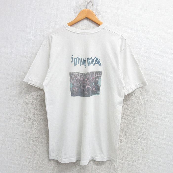 L★古着 ヘインズ Hanes 半袖 ビンテージ Tシャツ メンズ 00年代 00s Spring Break コットン クルーネック 白 ホワイト 25may21 中古
