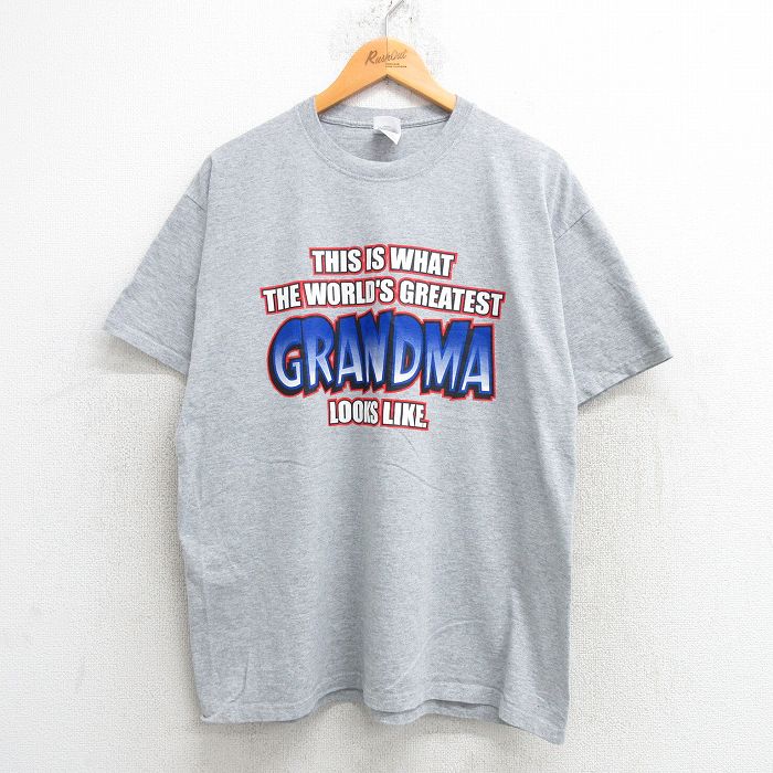 【50%OFF】XL★古着 フルーツオブザルーム 半袖 ビンテージ Tシャツ メンズ 00年代 00s GRAMDMA クルーネック グレー 霜降り 25may21 中古