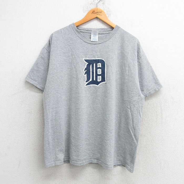 XL★古着 半袖 ビンテージ Tシャツ メンズ 00年代 00s MLB デトロイトタイガース クルーネック グレー 霜降り メジャーリーグ ベースボール 野球 25may21 中古