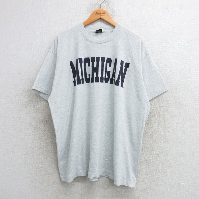 XL★古着 スクリーンスターズ 半袖 ビンテージ Tシャツ メンズ 80年代 80s ミシガン 大きいサイズ クルーネック USA製 薄グレー 霜降り 【spe】 25may21 中古
