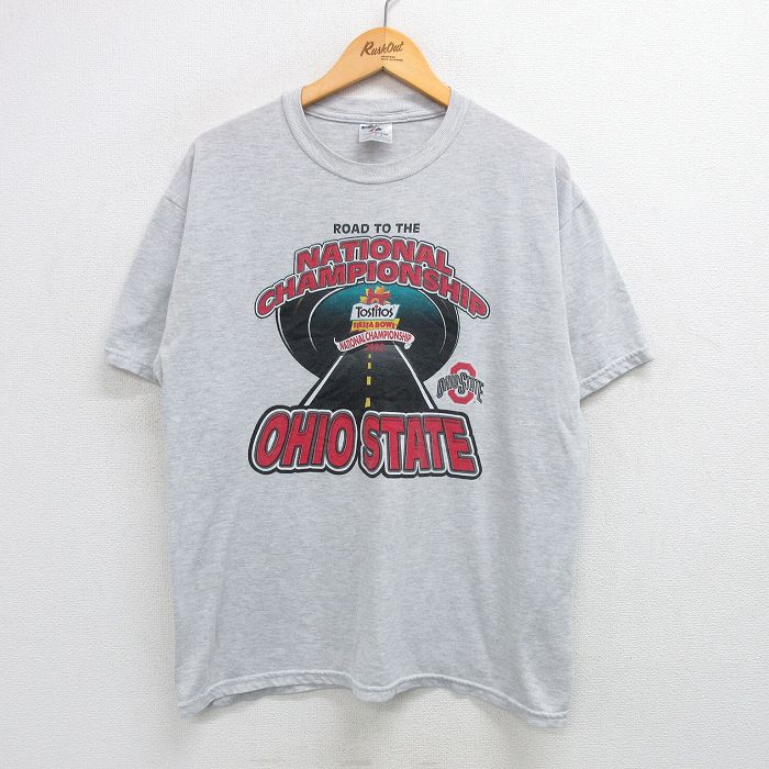 【50%OFF】L★古着 ジャージーズ 半袖 ビンテージ Tシャツ メンズ 00年代 00s オハイオ クルーネック グレー 霜降り 25may21 中古