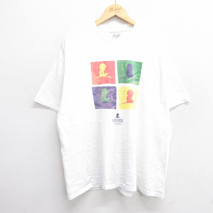 XL★古着 ヘインズ Hanes 半袖 ビンテージ Tシャツ メンズ 00年代 00s children 大きいサイズ コットン クルーネック 白 ホワイト 25may21 中古