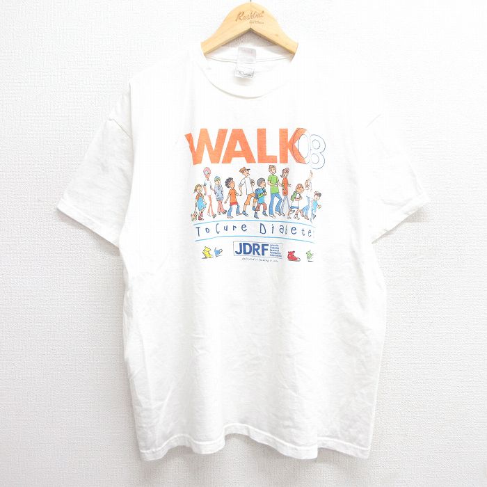 XL★古着 フルーツオブザルーム 半袖 ビンテージ Tシャツ メンズ 00年代 00s WALK 企業広告 コットン クルーネック 白 ホワイト 25may21 中古