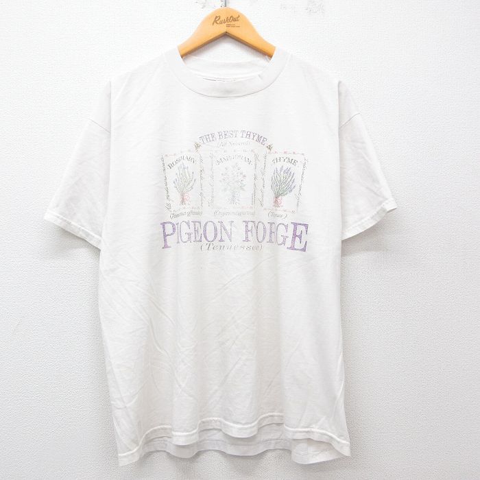 XL★古着 フルーツオブザルーム 半袖 ビンテージ Tシャツ メンズ 00年代 00s 花 ピジョンフォージ 大きいサイズ クルーネック 白 ホワイト 25may23 中古