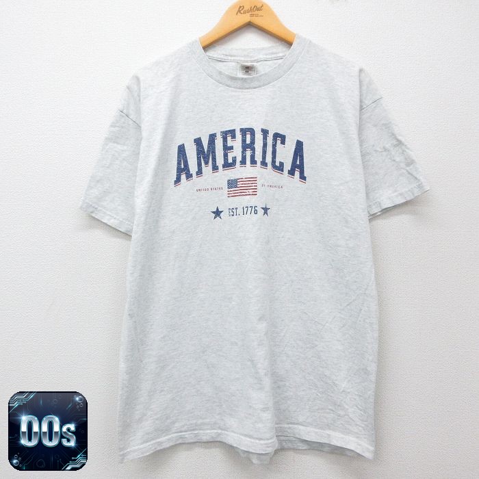 【50%OFF】フルーツオブザルーム 00s 半袖Tシャツ 星条旗 グレー XL | 古着
