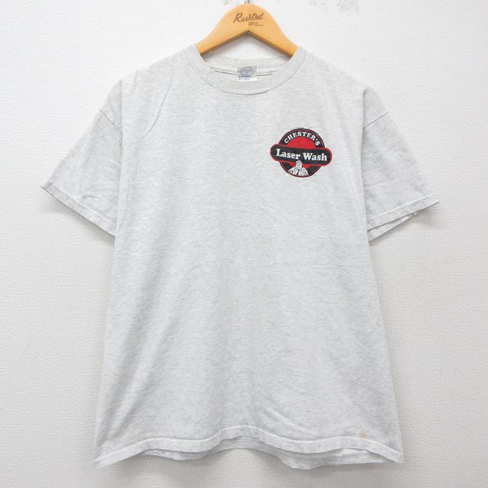【50%OFF】XL★古着 半袖 ビンテージ Tシャツ メンズ 00年代 00s レーザーウォッシュ クルーネック 薄グレー 霜降り 25may23 中古