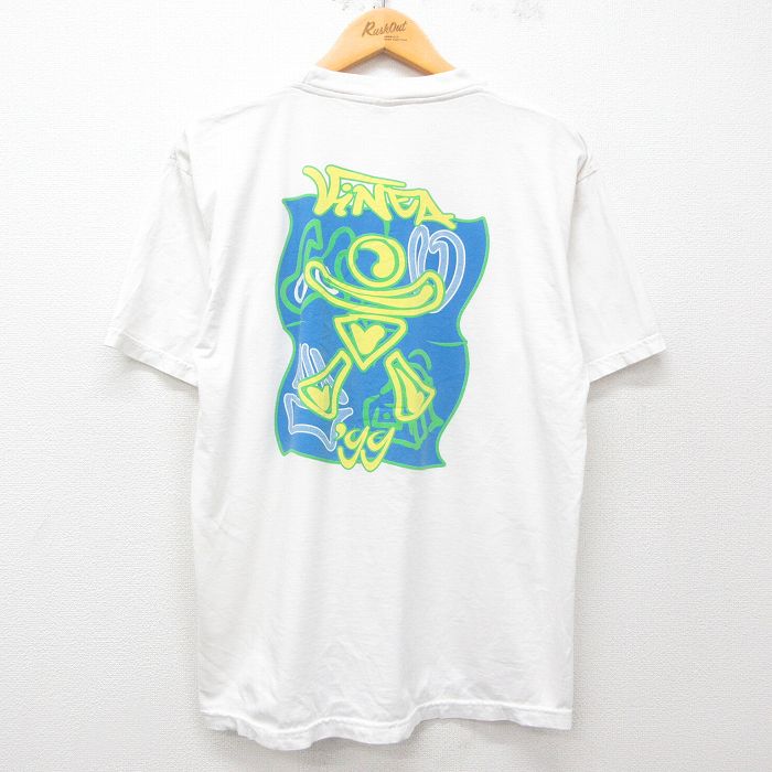 【50%OFF】L★古着 半袖 ビンテージ Tシャツ メンズ 00年代 00s ViNEA コットン クルーネック 白 ホワイト 25may23 中古