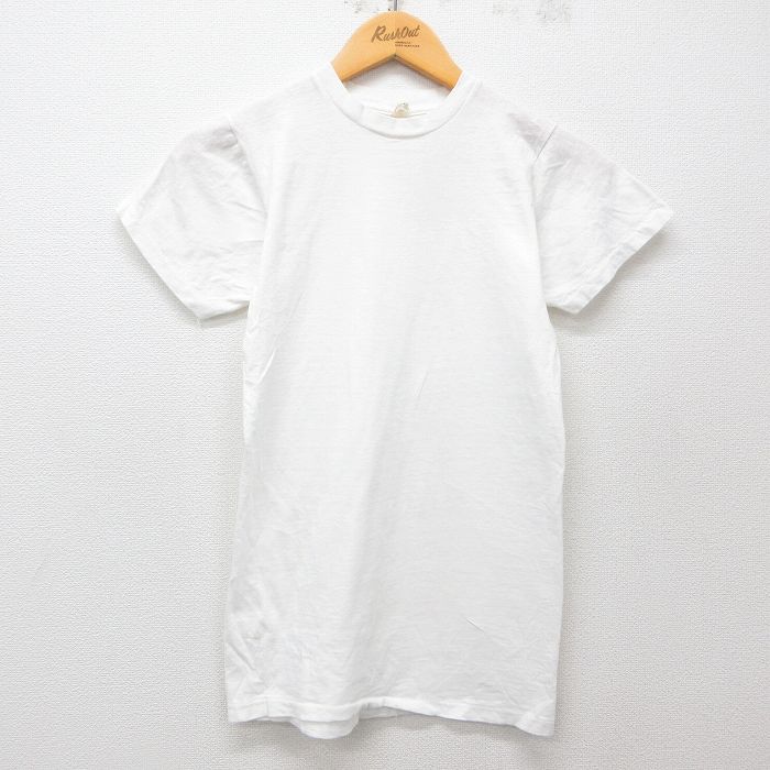 【50%OFF】XS★古着 フルーツオブザルーム 半袖 ビンテージ Tシャツ メンズ 70年代 70s 無地 コットン クルーネック USA製 白 ホワイト 25may23 中古
