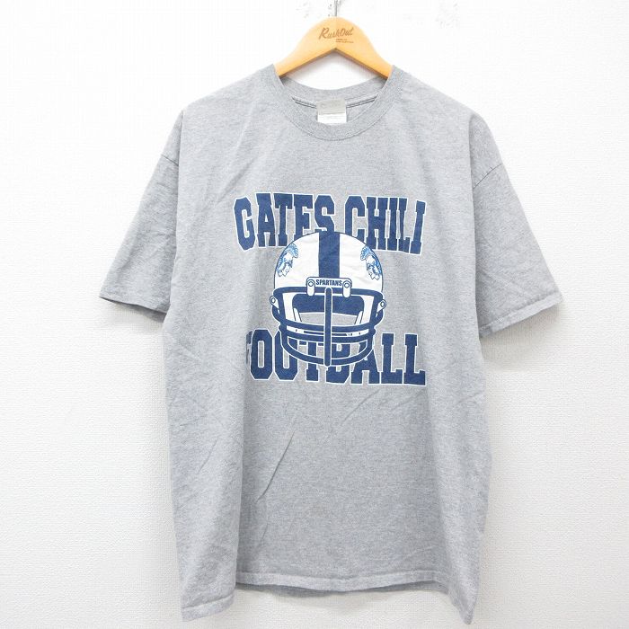 【50%OFF】XL★古着 半袖 ビンテージ Tシャツ メンズ 00年代 00s ゲーツチリ フットボール クルーネック グレー 霜降り 25may23 中古