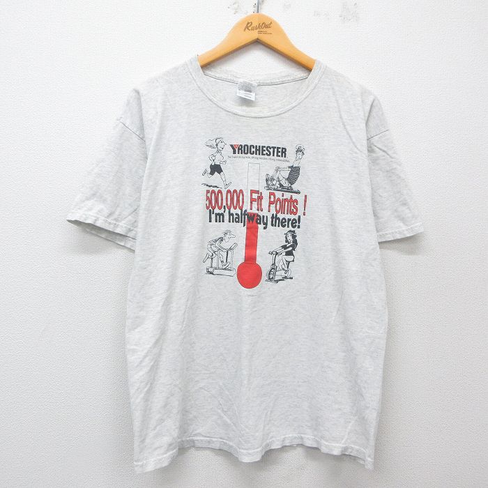 L★古着 半袖 ビンテージ Tシャツ メンズ 00年代 00s トレーニング クルーネック 薄グレー 霜降り 25may23 中古