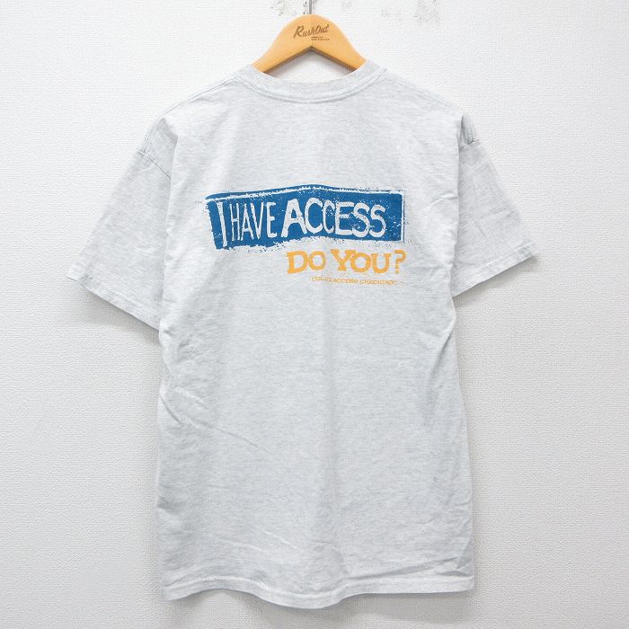【50%OFF】L★古着 半袖 ビンテージ Tシャツ メンズ 00年代 00s ACCESS クルーネック 薄グレー 霜降り 25may23 中古