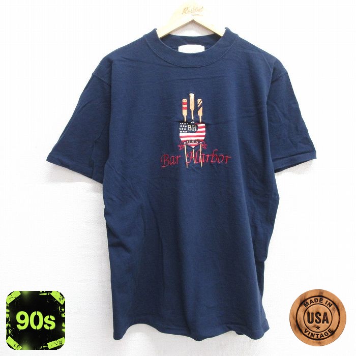 【50%OFF】90s 半袖Tシャツ Bar Harbor ネイビー L | 古着