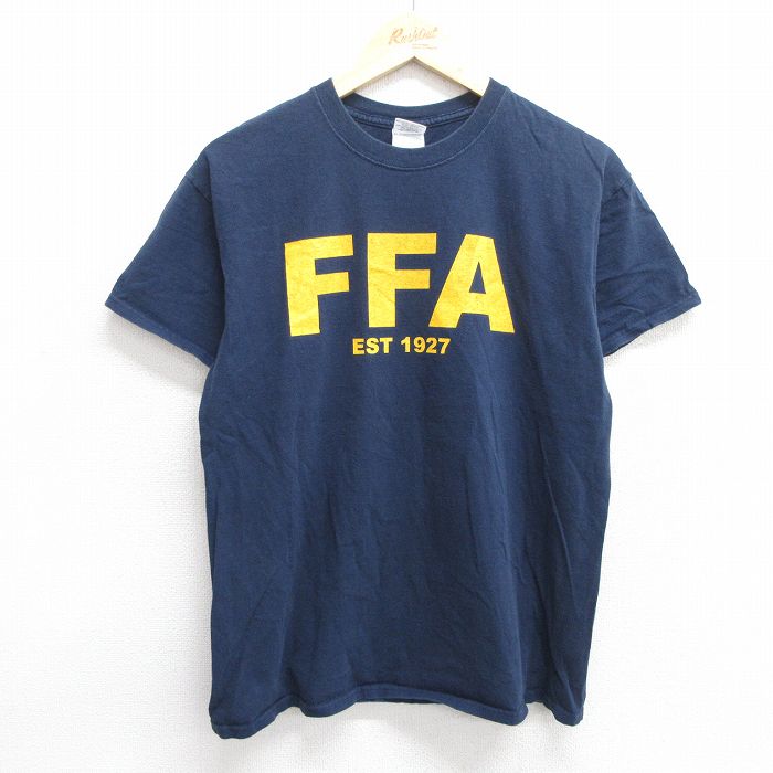 M★古着 半袖 ビンテージ Tシャツ メンズ 00年代 00s FFA コットン クルーネック 紺 ネイビー 25may23 中古