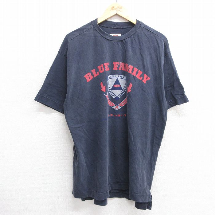 【50%OFF】ベネトン 00s 半袖Tシャツ BLUE FAMILY ネイビー XL | 古着
