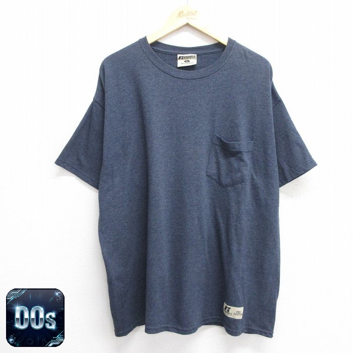 【50%OFF】ラッセル 00s 半袖Tシャツ 胸ポケット付き ネイビー XL | 古着