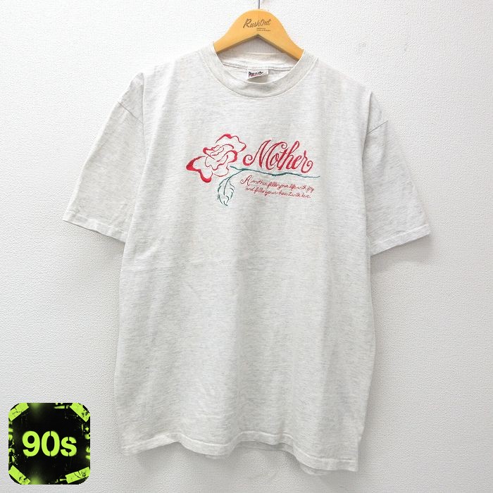 【50%OFF】オニータ 90s 半袖Tシャツ バラ刺繍 グレー XL | 古着