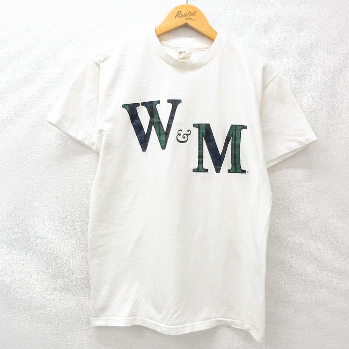 M★古着 半袖 ビンテージ Tシャツ メンズ 90年代 90s WM コットン クルーネック USA製 白 ホワイト 25may24 中古