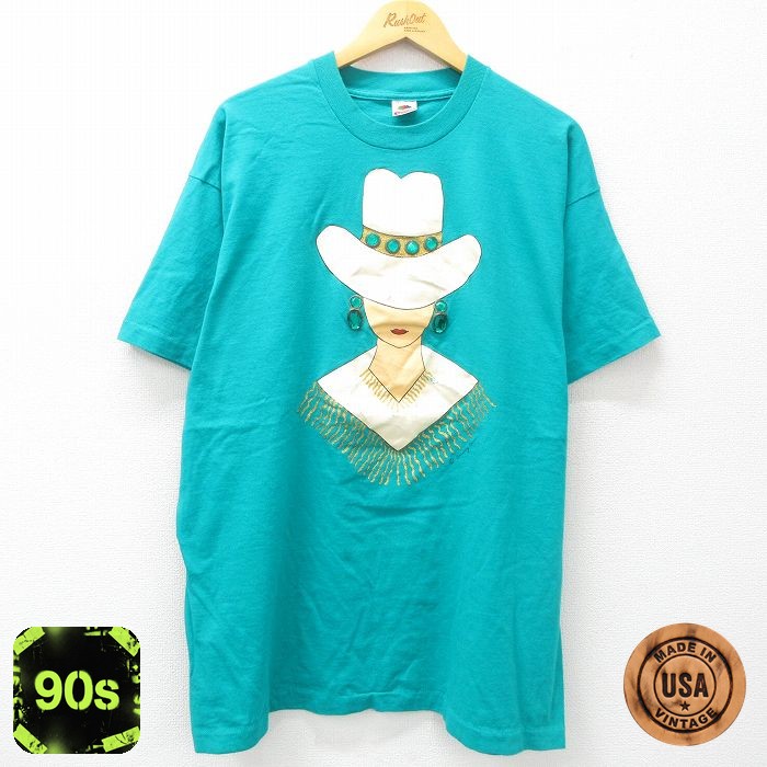 フルーツオブザルーム 90s 半袖Tシャツ ラメ ライトブルー XL | 古着