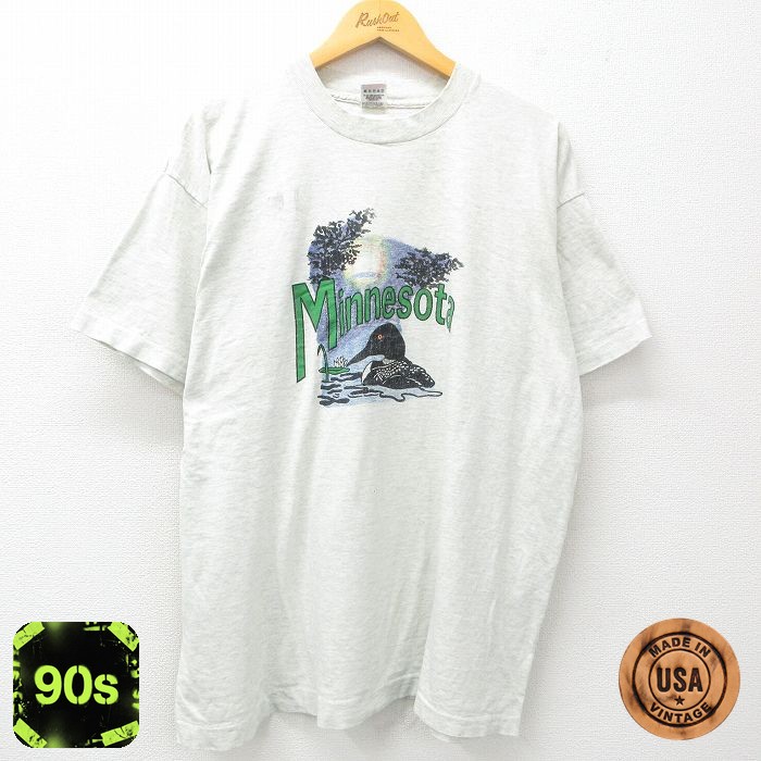 フルーツオブザルーム 90s 半袖Tシャツ ミネソタ鳥 グレー XL | 古着