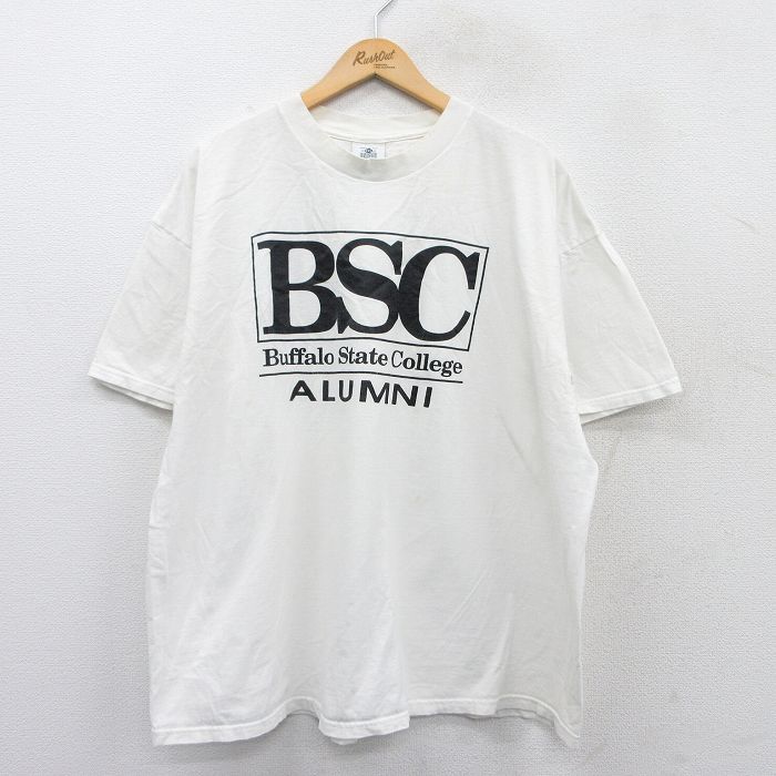 XL★古着 リー Lee 半袖 ビンテージ Tシャツ メンズ 90年代 90s BSC 大きいサイズ コットン クルーネック USA製 白 ホワイト 25may24 中古