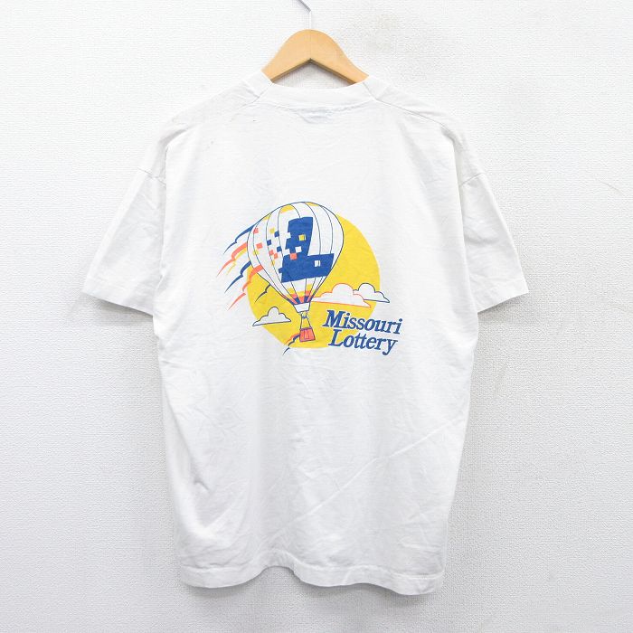 XL★古着 フルーツオブザルーム 半袖 ビンテージ Tシャツ メンズ 90年代 90s 気球 ミズーリ クルーネック USA製 白 ホワイト 25may24 中古