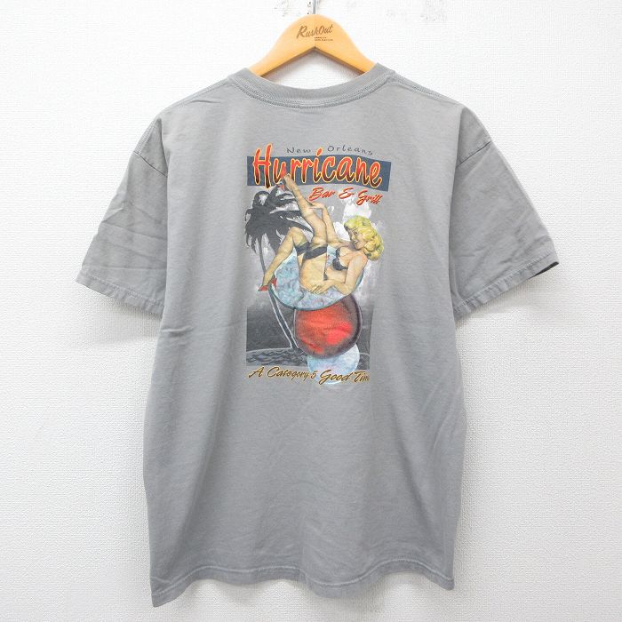XL★古着 半袖 ビンテージ Tシャツ メンズ 00年代 00s 女性 カクテル コットン クルーネック グレー 25may28 中古