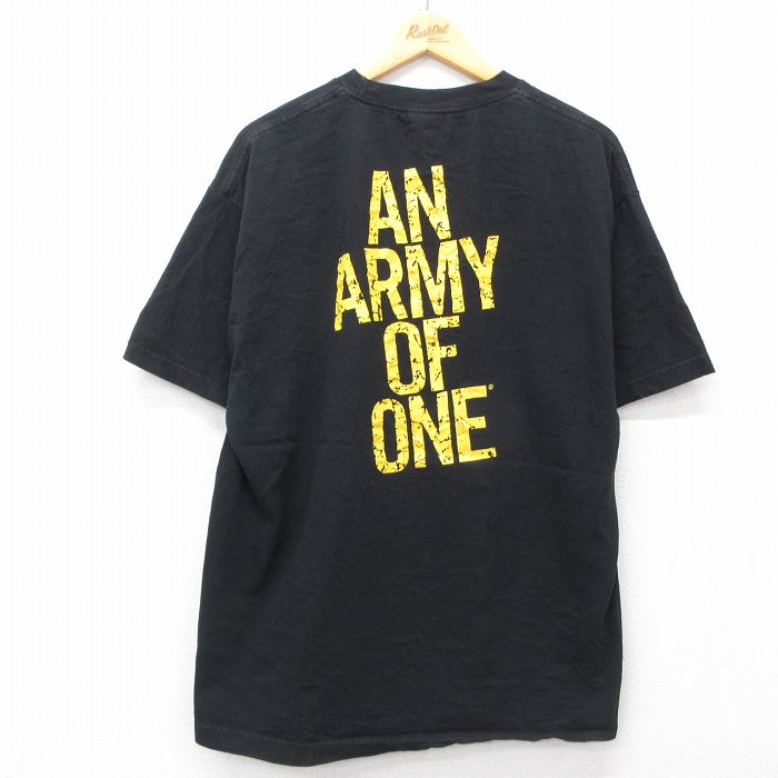 【50%OFF】XL★古着 半袖 ビンテージ Tシャツ メンズ 90年代 90s ミリタリー USアーミー ARMY コットン クルーネック USA製 黒 ブラック 25may28 中古