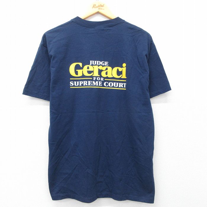【50%OFF】L★古着 フルーツオブザルーム 半袖 ビンテージ Tシャツ メンズ 00年代 00s Geraci クルーネック 紺 ネイビー 25may28 中古