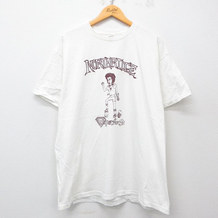 【50%OFF】XL★古着 フルーツオブザルーム 半袖 ビンテージ Tシャツ メンズ 00年代 00s ノースリッジ ヒーロー コットン クルーネック 白 ホワイト 25may28 中古