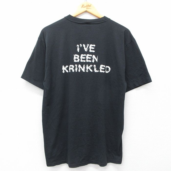 XL★古着 ジャージーズ 半袖 ビンテージ Tシャツ メンズ 80年代 80s KRINKLES クルーネック USA製 黒 ブラック 25may28 中古