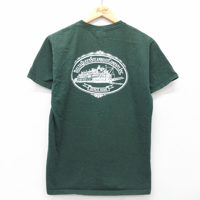 M★古着 フルーツオブザルーム 半袖 ビンテージ Tシャツ メンズ 00年代 00s 船 デルタクイーン コットン クルーネック 緑 グリーン 25may28 中古
