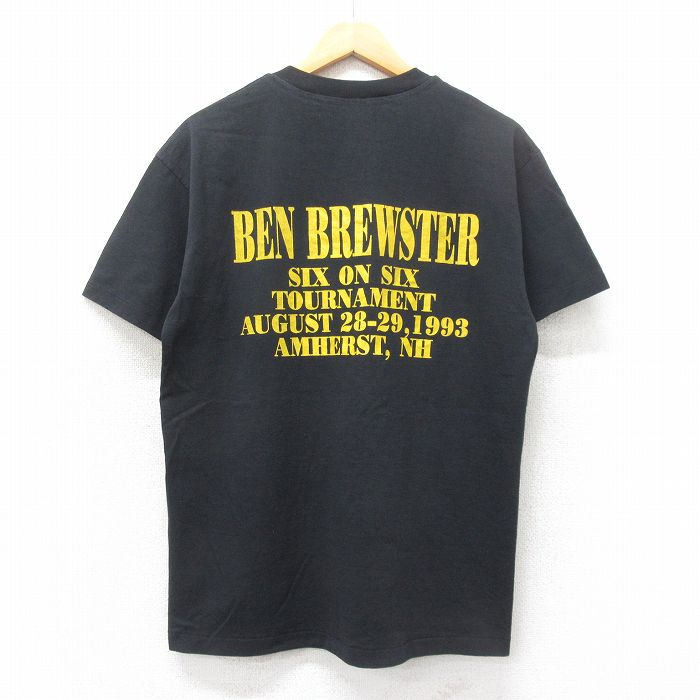 L★古着 半袖 ビンテージ Tシャツ メンズ 90年代 90s BEN BREWSTER サッカー クルーネック 黒 ブラック 25jun04 中古