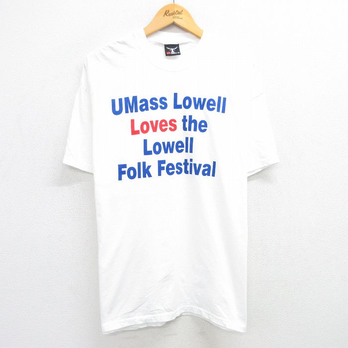 XL★古着 ヘインズ Hanes 半袖 ビンテージ Tシャツ メンズ 00年代 00s Loves フェスティバル コットン クルーネック 白 ホワイト 25may29 中古
