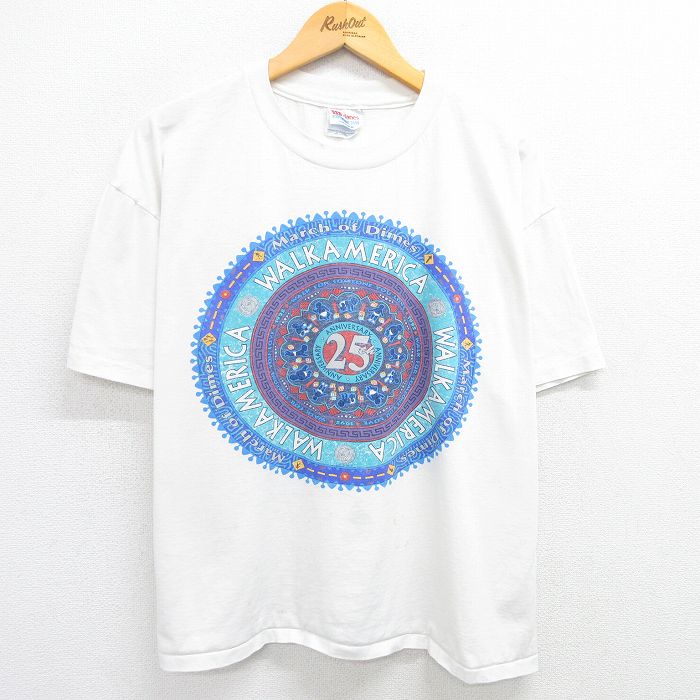 【50%OFF】XL★古着 ヘインズ Hanes 半袖 ビンテージ Tシャツ メンズ 00年代 00s WALKAMERICA 大きいサイズ コットン クルーネック USA製 白 ホワイト 【spe】 25may29 中古