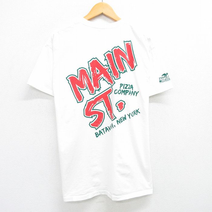 【50%OFF】XL★古着 ジャージーズ 半袖 ビンテージ Tシャツ メンズ 00年代 00s ピザ MAIN ST コットン クルーネック 白 ホワイト 25may29 中古